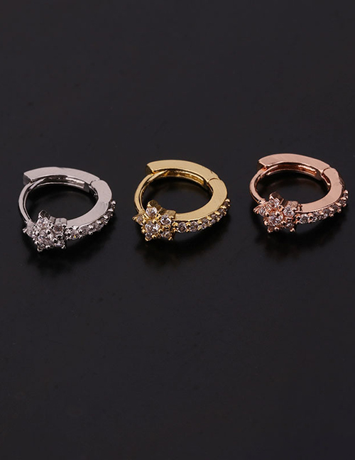 Fashion 2#rose Gold Color Snake-shaped Micro-inlaid Zircon Stainless Steel Geometric Earrings