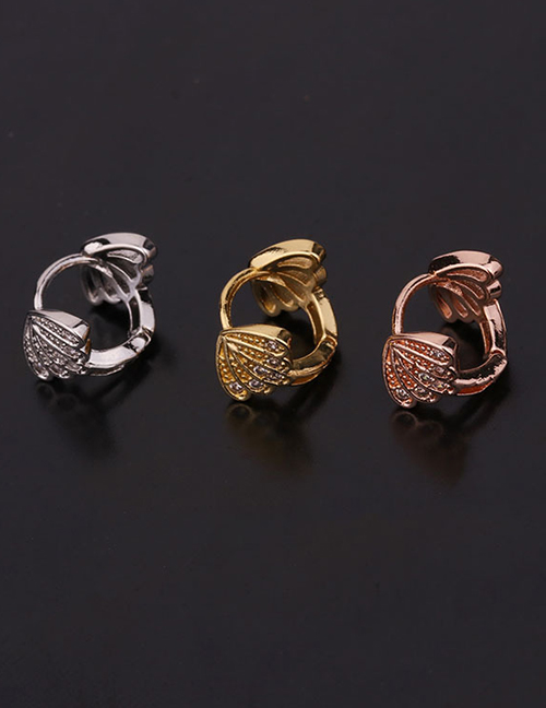 Fashion 5#rose Gold Color Snake-shaped Micro-inlaid Zircon Stainless Steel Geometric Earrings