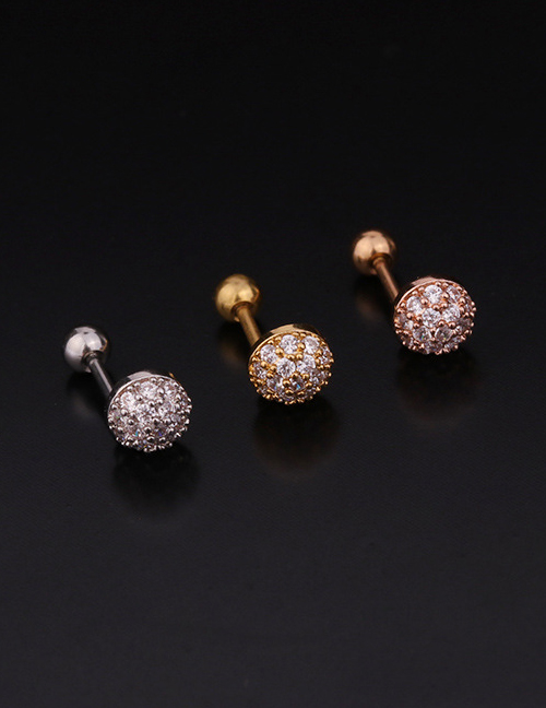 Fashion 4#gold Color Pearl Stainless Steel Thread Inlaid Zircon Geometric Earrings