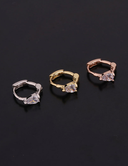 Fashion 4#silver Color Pentagram Inlaid Zircon Stainless Steel Geometric Earrings
