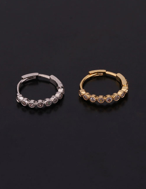 Fashion 5#silver Color Pentagram Inlaid Zircon Stainless Steel Geometric Earrings