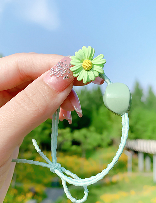 Fashion Light Green Little Daisy Geometric Resin Knotted Childrens Hair Rope