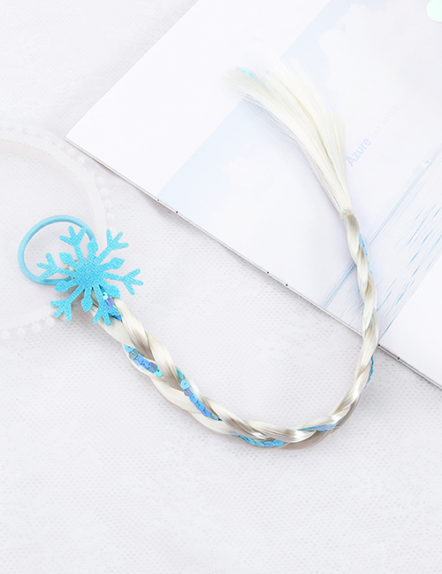 Fashion Blue Snowflakes Net Yarn Shell Bow Knot Animal Childrens Wig Braid Hair Rope