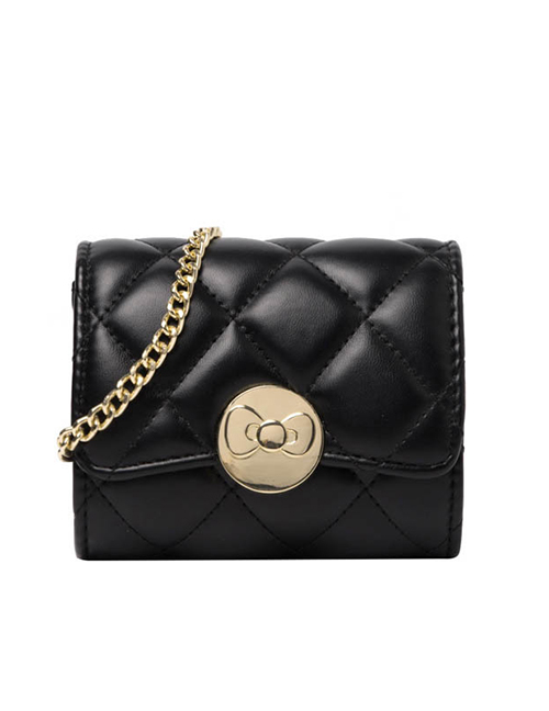 Fashion Small Section-black Chain Flap Lock Crossbody Shoulder Bag