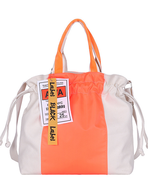 Fashion Orange Canvas Contrast Drawstring Crossbody Shoulder Bag