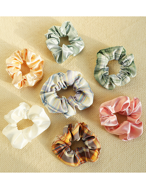 Fashion Guose Tianxiang【7-piece Set】 Plaid Flower Printed Fabric Large Intestine Circle Hair Rope Set