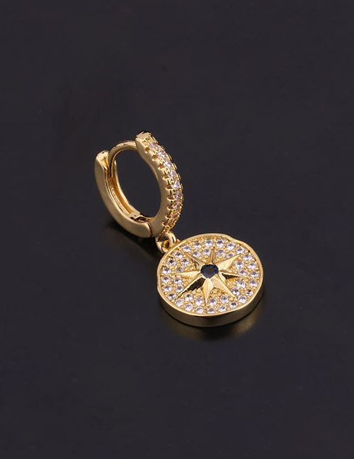 Fashion 18#gold Micro-inlaid Zircon Love Geometric Stainless Steel Round Earrings (1pcs)