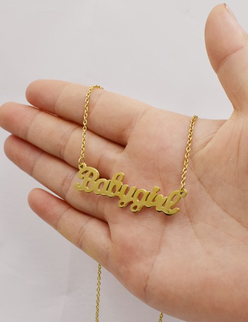 Fashion Necklace-gold Color Letter Stainless Steel Hollow Earrings Necklace