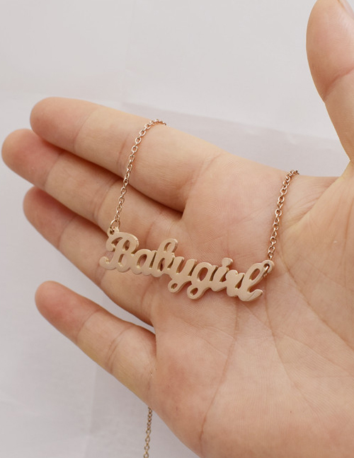 Fashion Necklace-rose Gold Color Letter Stainless Steel Hollow Earrings Necklace