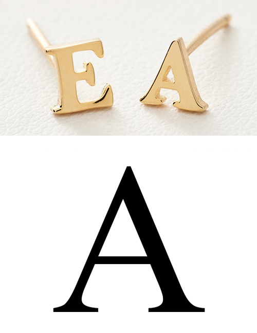 Fashion Gold Color A Stainless Steel Small Letter Hollow Earrings