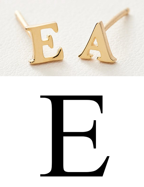 Fashion Gold Color E Stainless Steel Small Letter Hollow Earrings