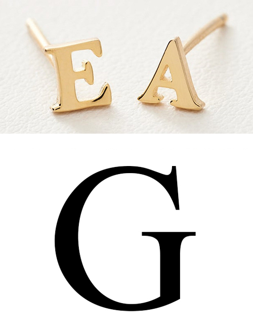 Fashion Gold Color G Stainless Steel Small Letter Hollow Earrings