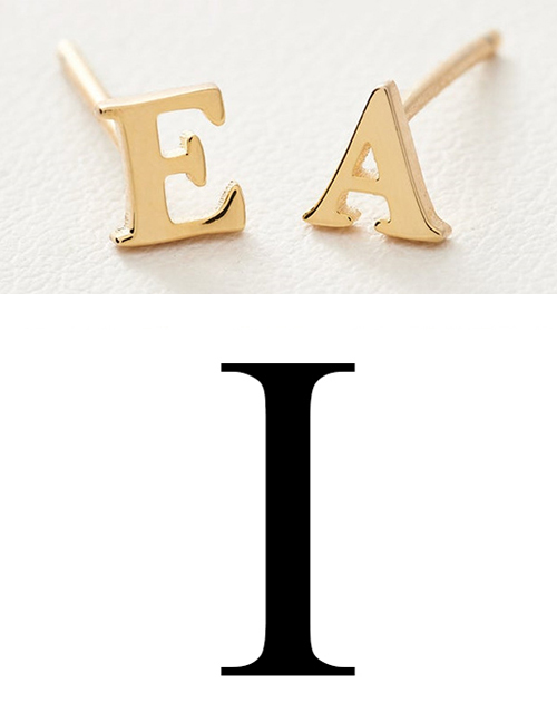Fashion Gold Color I Stainless Steel Small Letter Hollow Earrings