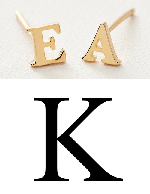 Fashion Gold Color K Stainless Steel Small Letter Hollow Earrings