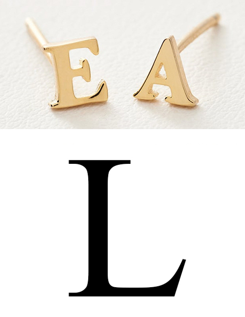 Fashion Gold Color L Stainless Steel Small Letter Hollow Earrings