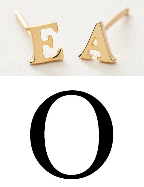 Fashion Gold Color O Stainless Steel Small Letter Hollow Earrings