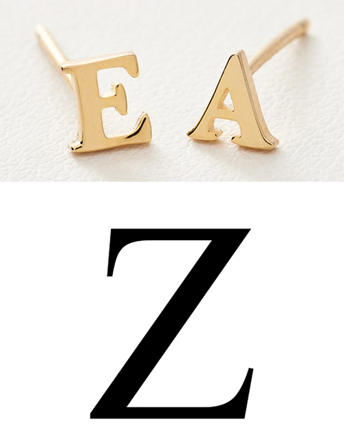 Fashion Gold Color Z Stainless Steel Small Letter Hollow Earrings