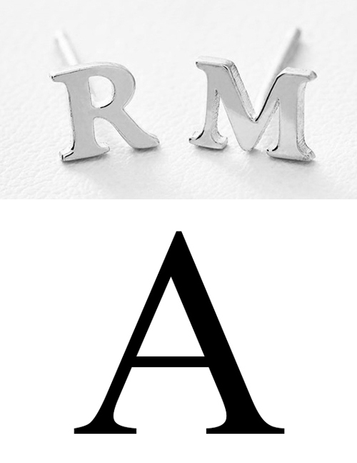 Fashion Steel Color A Stainless Steel Small Letter Hollow Earrings