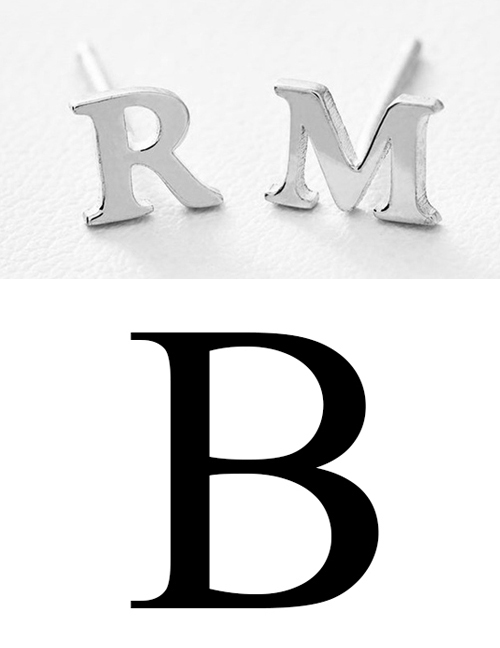 Fashion Steel Color B Stainless Steel Small Letter Hollow Earrings