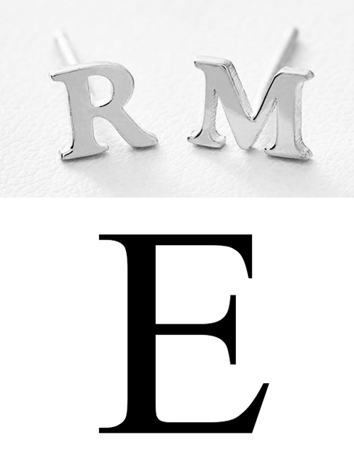 Fashion Steel Color E Stainless Steel Small Letter Hollow Earrings