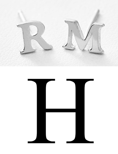 Fashion Steel Color H Stainless Steel Small Letter Hollow Earrings