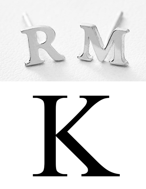 Fashion Steel Color K Stainless Steel Small Letter Hollow Earrings