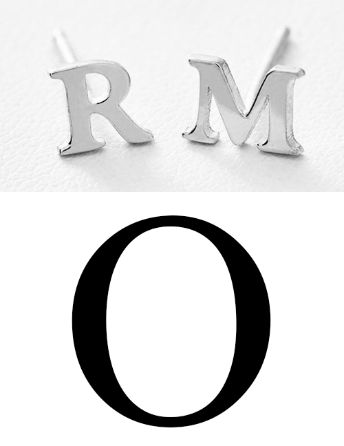 Fashion Steel Color O Stainless Steel Small Letter Hollow Earrings