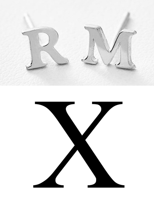 Fashion Steel Color X Stainless Steel Small Letter Hollow Earrings