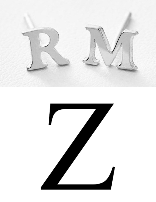 Fashion Steel Color Z Stainless Steel Small Letter Hollow Earrings