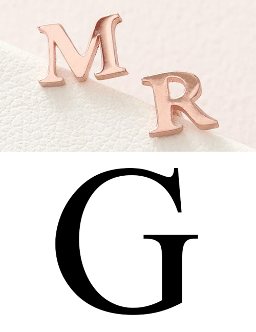 Fashion Rose Gold G Stainless Steel Small Letter Hollow Earrings