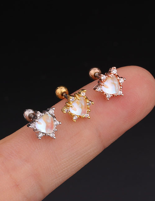 Fashion Gold 1# Stainless Steel Threaded Geometric Earrings With Zircon Flowers
