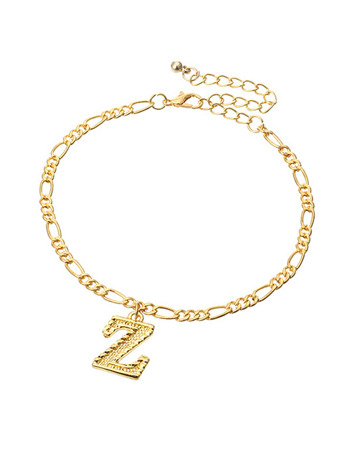Fashion Gold Color Z Letter Pendant Alloy Hollow Anklet