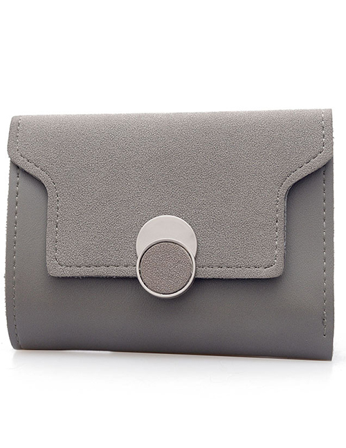 Fashion Light Grey Frosted Contrast Color Flap Wallet