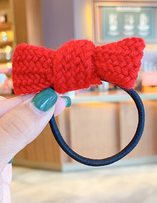 Fashion Red Wine Knitted Yarn Bow Children Hair Rope