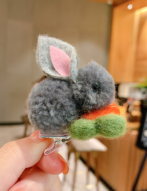 Fashion Gray Plush Rabbit Alloy Hairpin For Children