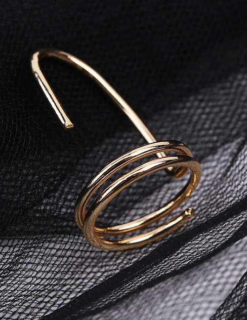 Fashion 3045 Gold Diamond-studded Geometric Hollow Gold-plated Nail Set Ring