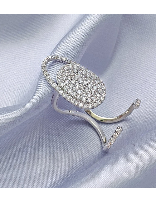 Fashion 3047 Platinum Diamond-set Geometric Hollow Gold-plated Nail Set Ring