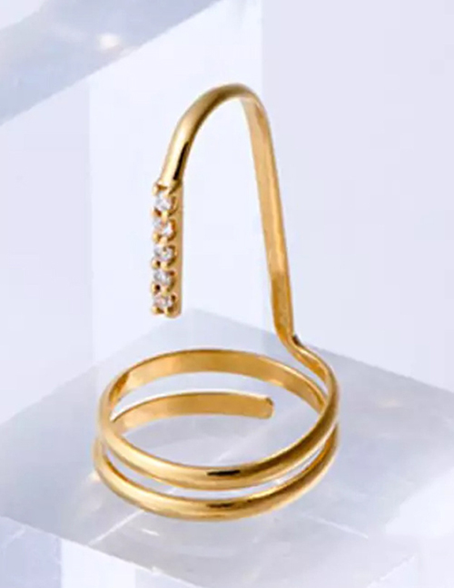 Fashion 3050g Diamond-studded Geometric Hollow Gold-plated Nail Set Ring