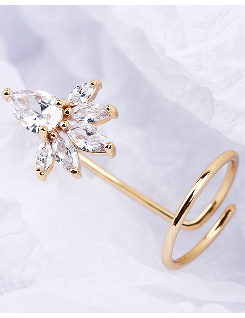 Fashion 3051g Diamond-set Geometric Hollow Gold-plated Nail Set Ring