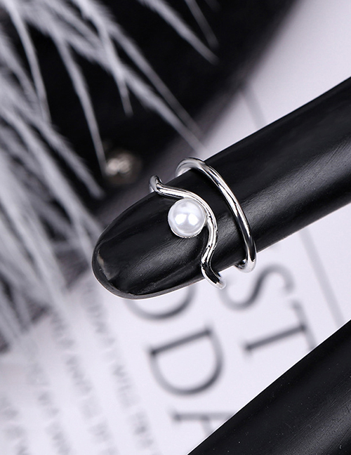 Fashion 3052 Platinum Diamond-studded Geometric Hollow Gold-plated Nail Set Ring
