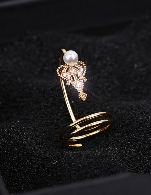 Fashion 3060g Diamond-set Geometric Hollow Gold-plated Nail Set Ring