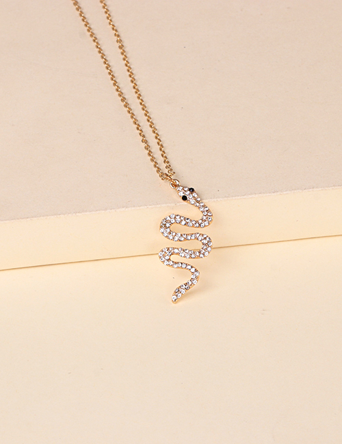 Fashion Snake Full Diamond Small Snake Stainless Steel Necklace
