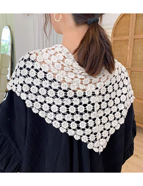 Fashion Beige Lace Hollow Triangle Scarf