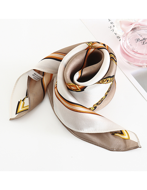 Fashion Khaki Chain Belt Printed Silk Scarf