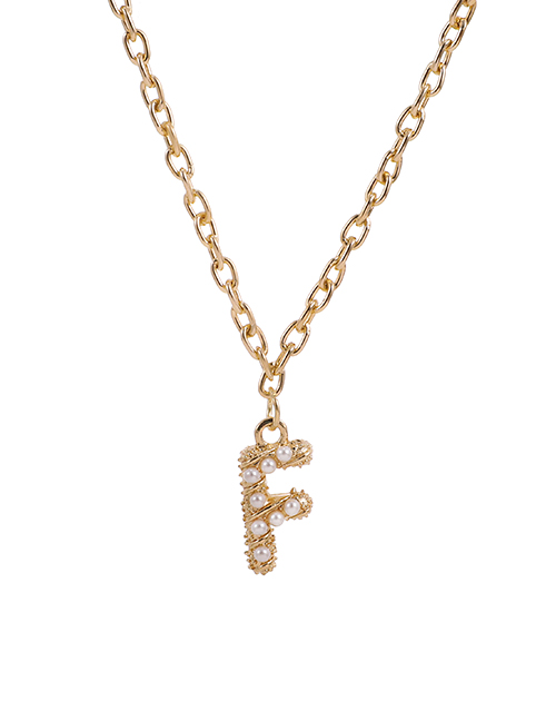 Fashion F Alloy Pearl Letter Necklace