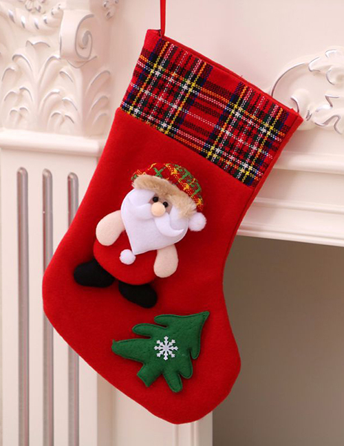 Fashion Senior Christmas Plaid Stitching Plush Three-dimensional Christmas Socks