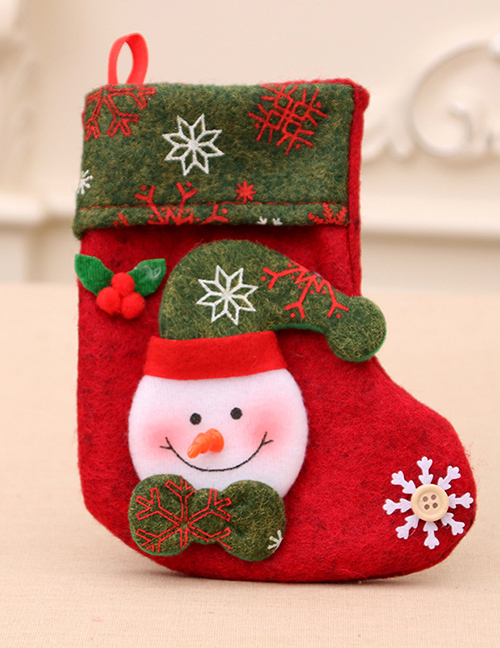 Fashion Snowman Christmas Print Stitching Elderly Elk Christmas Socks