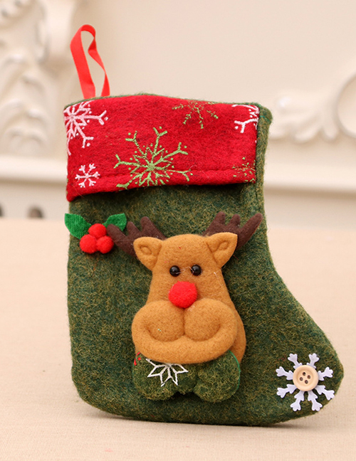 Fashion Deer Christmas Print Stitching Elderly Elk Christmas Socks