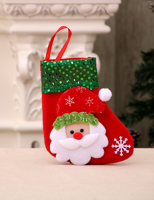 Fashion Small Old Man Sequin Santa Three-dimensional Stitching Christmas Socks