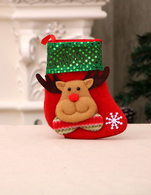 Fashion Trumpet Deer Sequin Santa Three-dimensional Stitching Christmas Socks